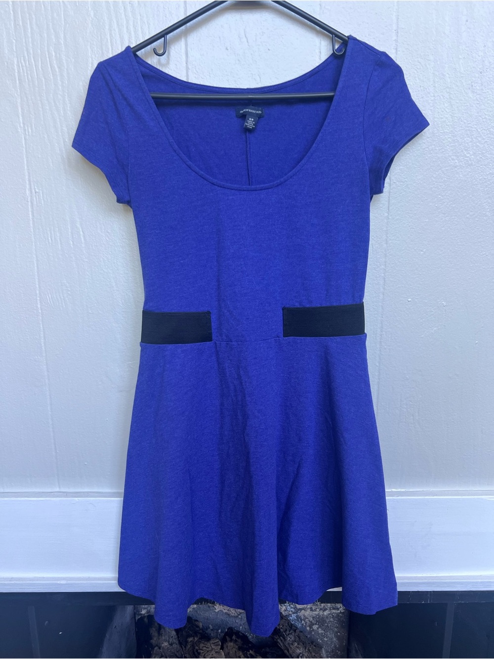 Women's Blue Scoop Neck Fit & Flare Dress
